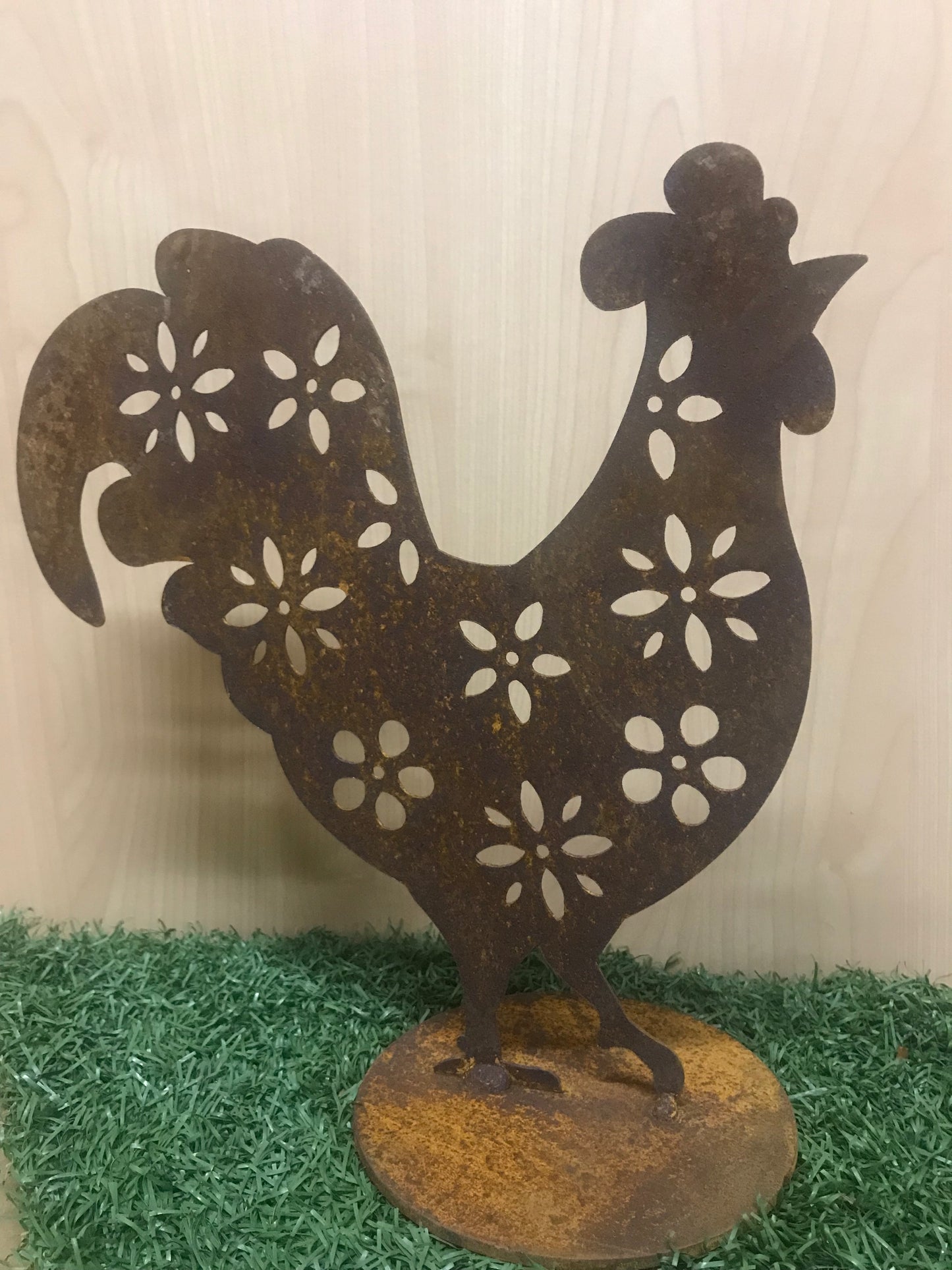 Haan met bloemen motiefH27xB25cm